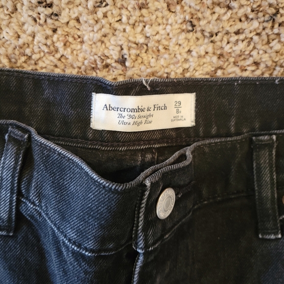 Abercrombie & Fitch 90s Straight Ultra High Rise Black Jeans 29 Waist - Picture 4 of 7
